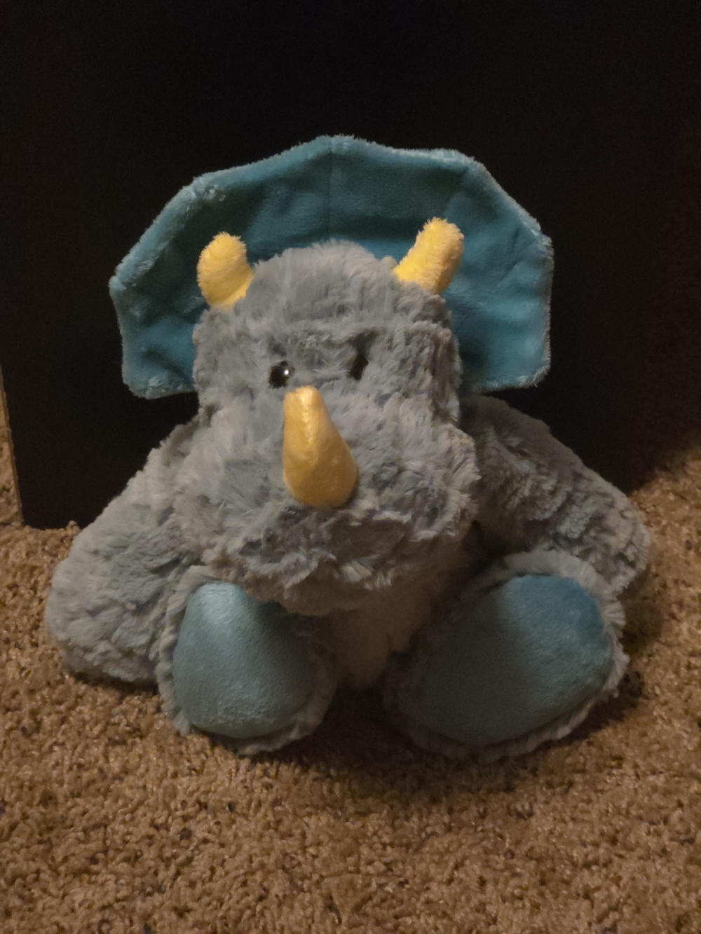 Demdaco Blue and Yellow Plush Triceratops Stuffed Animal